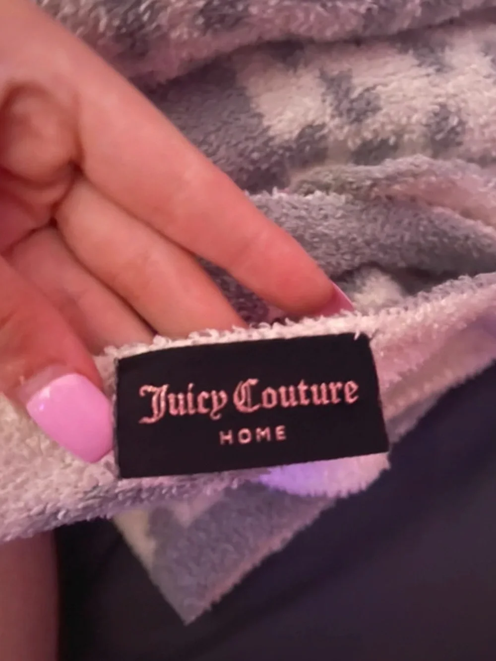 Juicy Couture Gray Leopard Print Plush Throw Blanket